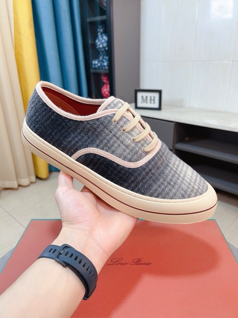 Loro Piana Contrast-Trim Low-Top Casual Shoes